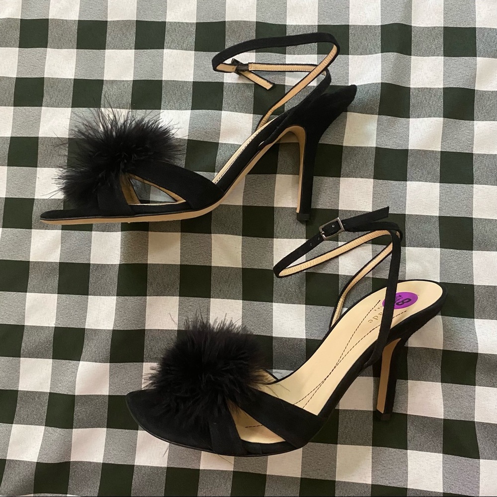 Kate spade high heels boa feathers strappy sandals 8.5